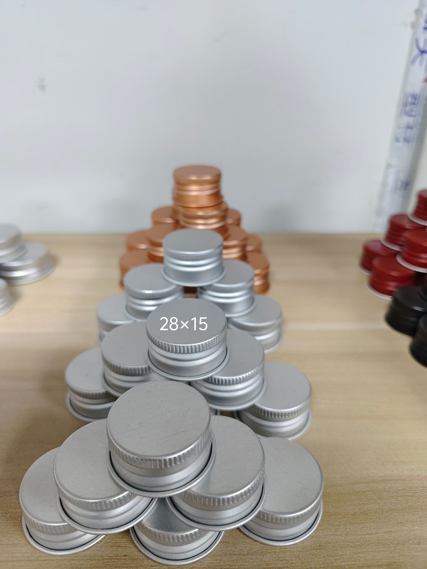 Plastic bottles, glass bottles, aluminum caps